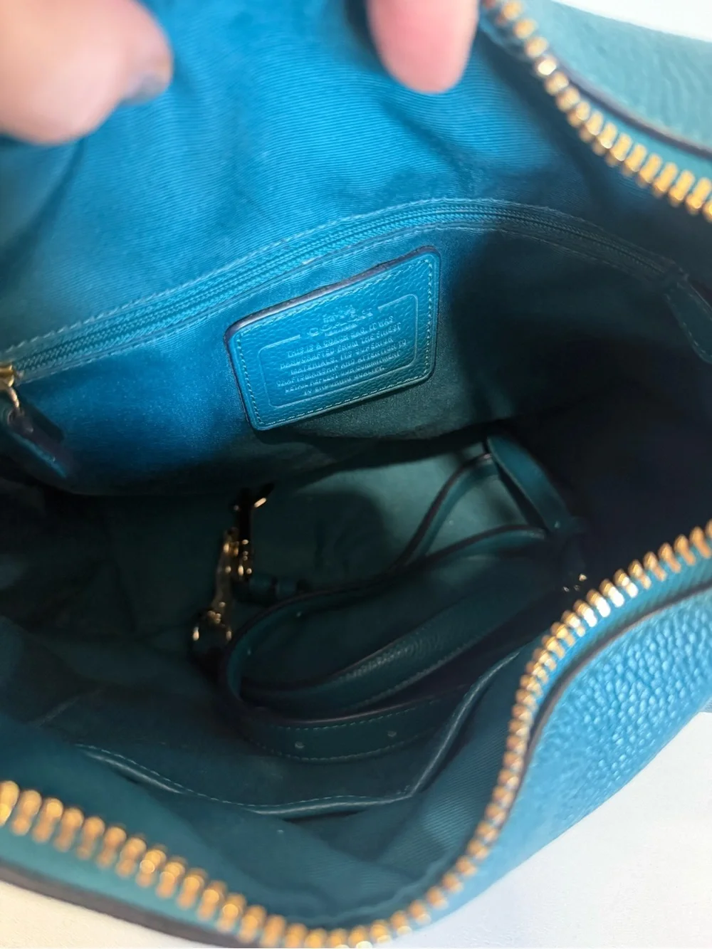 Coach Harley Hobo Atlantic Teal Jade Pebbled Leather Bag